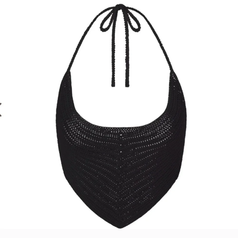 NWT SKIMS Crochet Swim Handkerchief Top Black ONYX 2X 3X